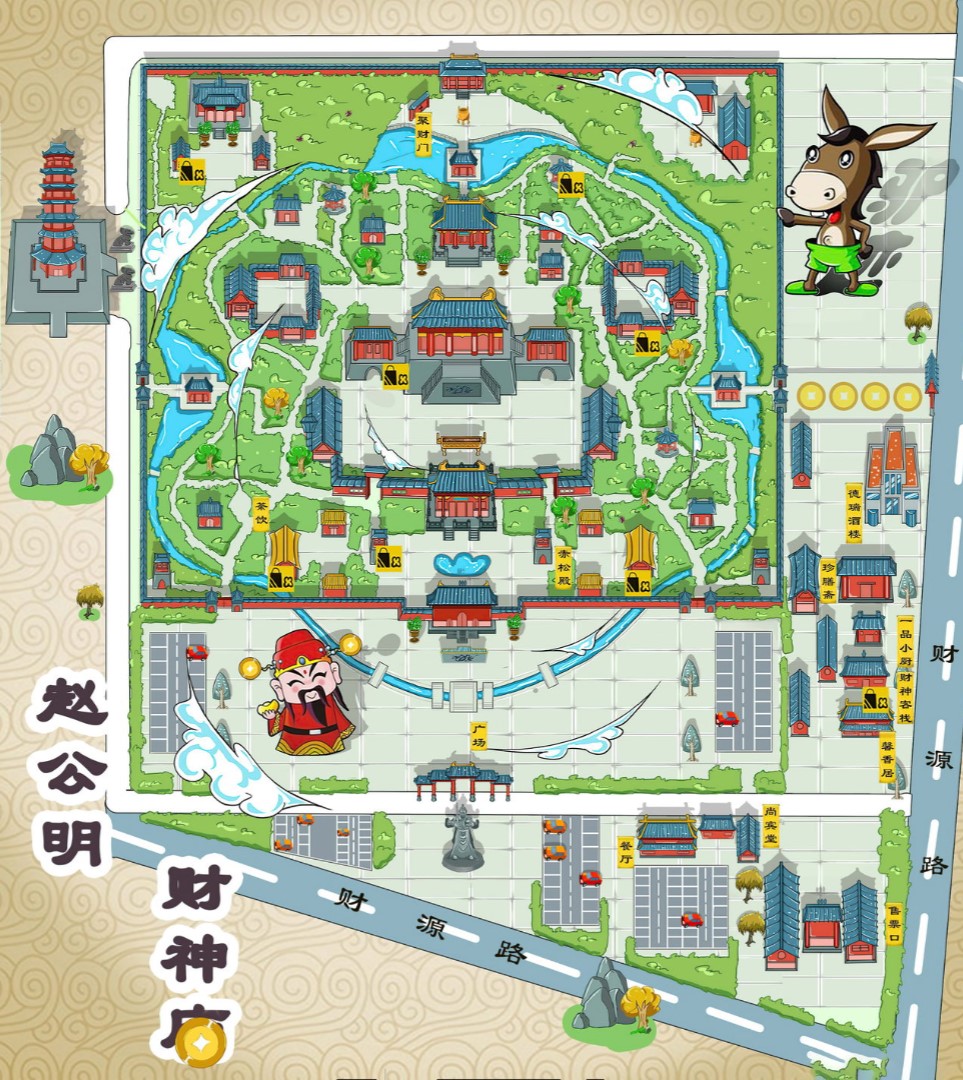 邹城寺庙类手绘地图